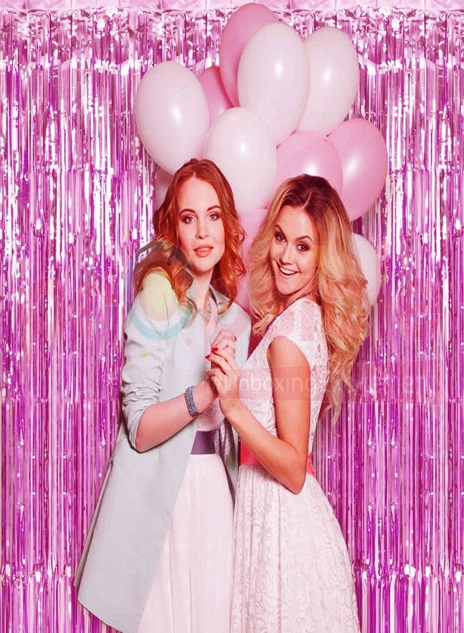 بروبسيكل مجموعة ستائر عيد ميلاد بروبسيكل فويل، 3 قطع، وردية اللون، 3 أقدام × 6 أقدام، مزينة بشراشيب لامعة، مثالية لتزيين حفلات الزفاف، وحفلات توديع العزوبية، وحفلات استقبال المولود، وحفلات توديع العزوبية للعروس. - Image 4